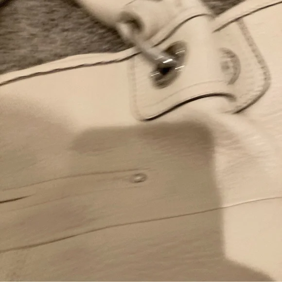 VTG B Makowsky Handbag Pebbled Leather Ivory Hobo Shoulder Bag 14x10” - Picture 6 of 8